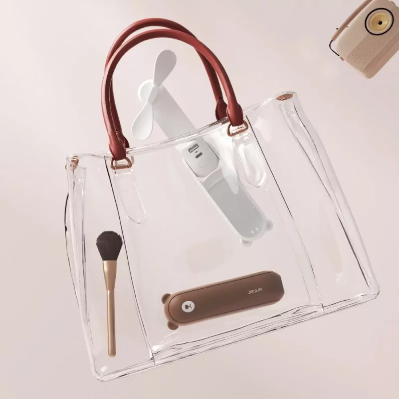 JISULIFE Nešiojamas ventiliatorius 8 Rudas - Kompaktiškas įkraunamas mini ventiliatorius su power bank funkcija