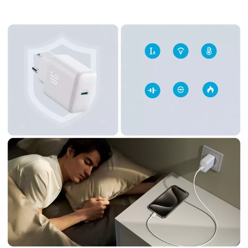 JOYROOM 10000mAh 22,5W USB-C Power Bank su įmontuotu kabeliu