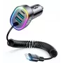 Joyroom 4-in-1 Fast Car Charger PD QC3.0 AFC FCP su 1,6m 57W Lightning kabeliu, juodas