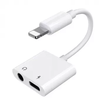 Joyroom Adapter Lightning to Lightning/ 3,5mm Mini Jack, 0,12m, White (S-Y104)