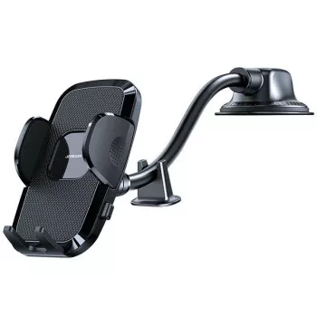 Joyroom automobilinis telefono laikiklis su lanksčia rankena prietaisų skydeliui ir langui juodas