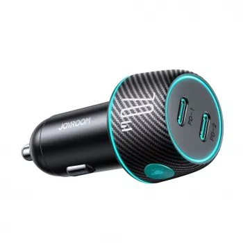Joyroom JR-CCN02 Automobilinis įkroviklis 2x USB-C 70W su LED apšvietimu, juodas