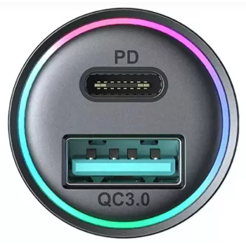 JOYROOM JR-CCN04 Mini Automobilinis įkroviklis 60W USB-C PD 3.0 ir USB-A QC 3.0, juodos spalvos