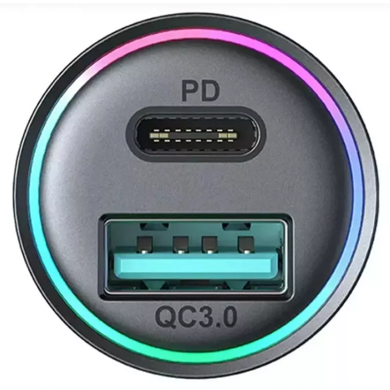 JOYROOM JR-CCN04 Mini Automobilinis įkroviklis 60W USB-C PD 3.0 ir USB-A QC 3.0, juodos spalvos