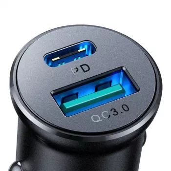 Joyroom JR-CCN05 Mini Automobilinis Kroviklis 30W USB-A USB-C Juodas