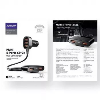 Joyroom JR-CL03 5-in-1 automobilinis įkroviklis, 31W, 5 USB-A prievadai, juodas