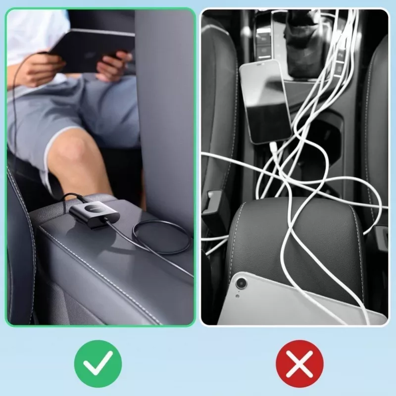 Joyroom JR-CL05 72W 5-Port automobilinis įkroviklis su 2xPD ir 2xQC3.0, 1,5m kabeliu, juodas