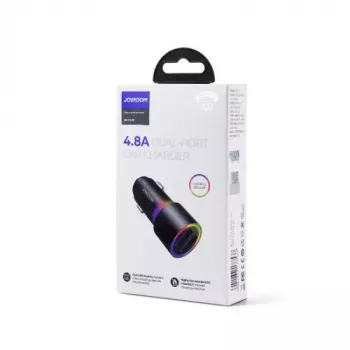 JOYROOM JR-CL10 automobilinis įkroviklis 2x USB 24W LED foninis apšvietimas juodas