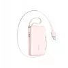 Joyroom JR-PR2L Power Bank 10000 mAh 35W su Skaitmeniniu Ekranu, Įtraukiamais USB-C ir Lightning Kabeliais (0,7m) Rožinis