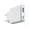 JOYROOM JR-TCF14-WHT 20W PD 3.0 ir QC 3.0 dviejų prievadų sieninis USB įkroviklis - baltas