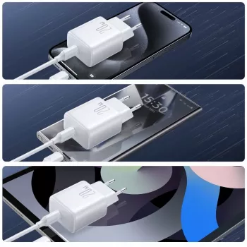 JOYROOM JR-TCF20 20W USB-C sieninis įkroviklis su USB-C į USB-C laidu (1 m)