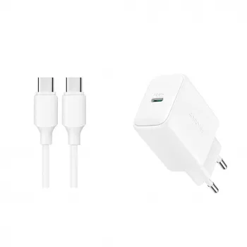 JOYROOM JR-TCF20 20W USB-C sieninis įkroviklis su USB-C į USB-C laidu (1 m)