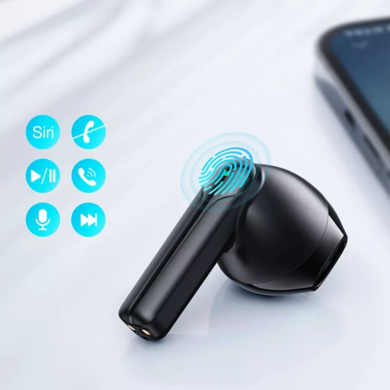 JOYROOM JR-TL11 belaidės ausinės su ENC, IPX4, Bluetooth 5.3, liečiamu valdymu, juodos