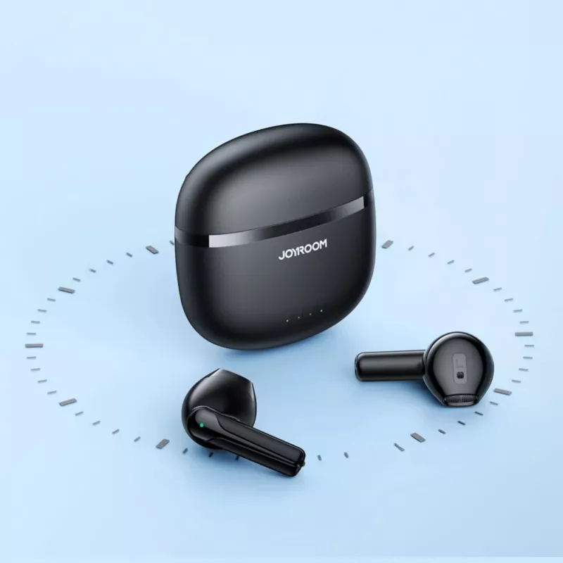 JOYROOM JR-TL11 belaidės ausinės su ENC, IPX4, Bluetooth 5.3, liečiamu valdymu, juodos