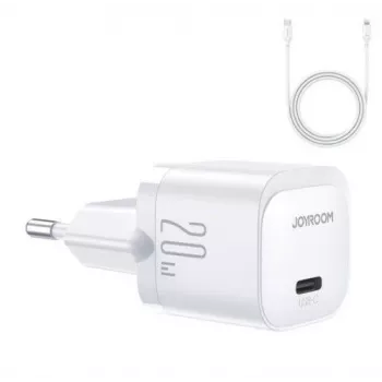 Joyroom Mini USB-C Charger 20W PD su USB-C į Lightning laidu - Baltas JR-TCF02