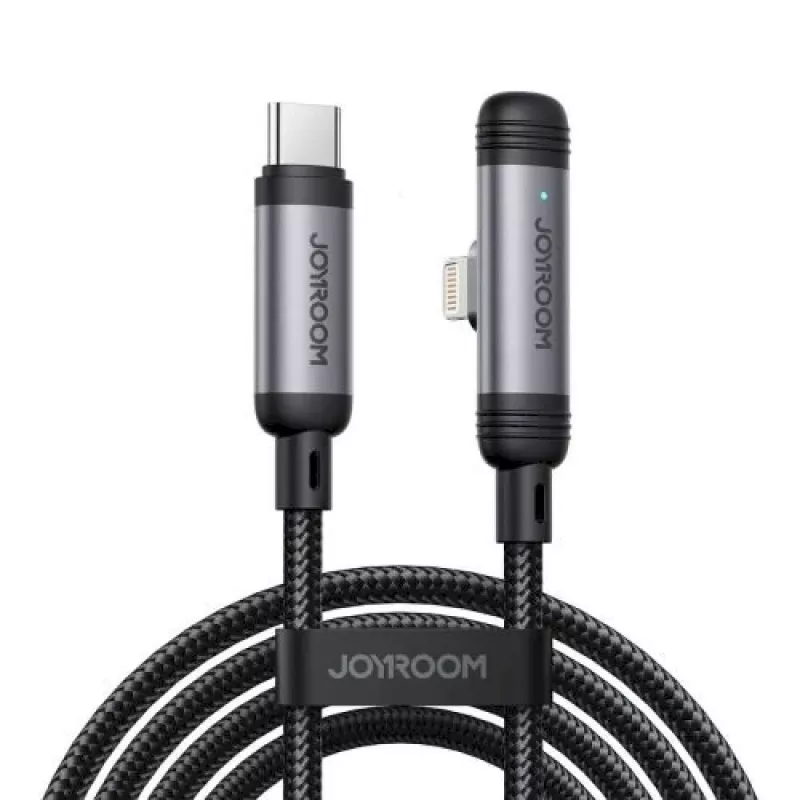 JOYROOM Type-C į Lightning EnjoyX Series 90° laidas A56, 30W, 480Mbps, 1,2m, juodas (S-A56)