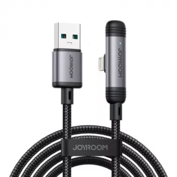 Joyroom USB-A į Lightning EnjoyX Series 90° laipsnių kabelis A56, 3A, 480Mbps, 1,2m, juodas (S-A56)