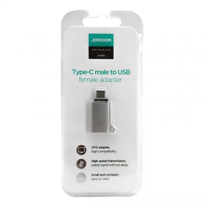 Joyroom USB-C Male to USB-A Female Adapter Mini S-H151 sidabrinis