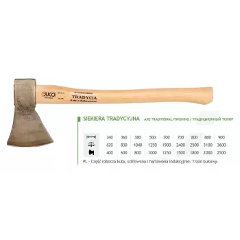 JUCO 33007 Kirvis – 600 g kaltinio anglinio plieno galva, 360 mm medinė rankena