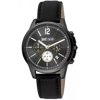 JUST CAVALLI MAN JC1G175L0245 42mm Quartz Analog Blue Dial Brown Leather Strap Watch