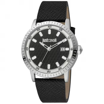 JUST CAVALLI MAN JC1G216L0015 42mm Mėlynas Ciferblatas Odinis Dirželis Kvarcinis Laikrodis