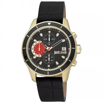 JUST CAVALLI MAN Watch JC1G215L0025 (42mm) - Juodas ciferblatas, odinis dirželis