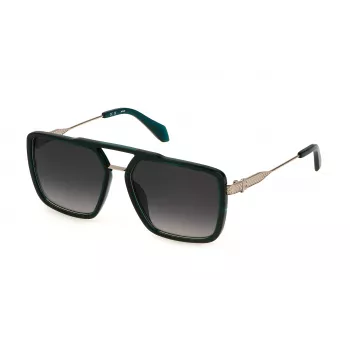 JUST CAVALLI vyriški akiniai nuo saulės SJC040-580G61 - Geometrinis pilno rėmo plastikinis rėmas su polikarbonatiniais lęšiais, UV400 apsauga, 58 mm lęšio plotis