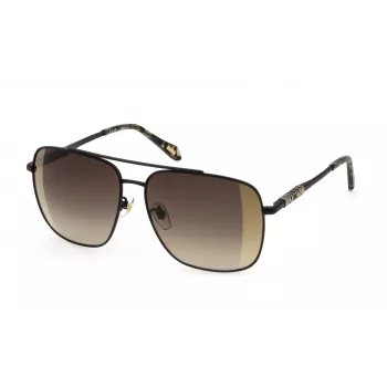 JUST CAVALLI Moteriški Akiniai nuo Saulės SJC030-61305G - Blizgantis Juodas Rėmelis, Pilki Gradientiniai Stiklai, 61mm