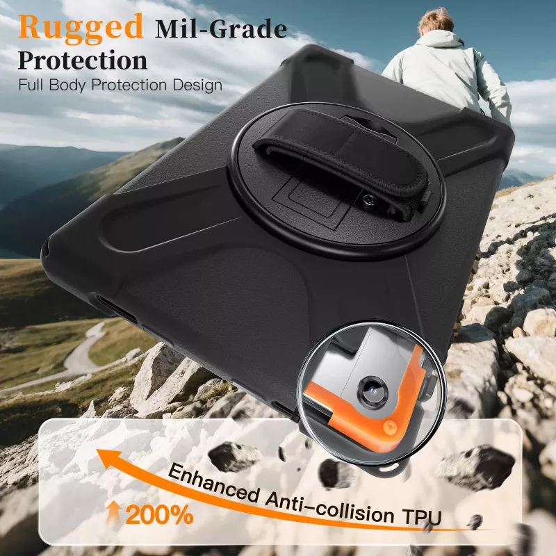 JUST MUST JM Rugged Case Grip Samsung Galaxy Tab A11+ su rankena Juoda