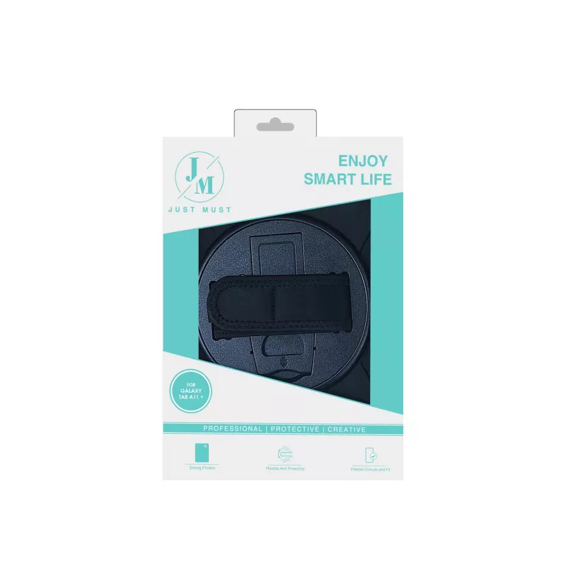 JUST MUST JM Rugged Case Grip Samsung Galaxy Tab A11+ su rankena Juoda