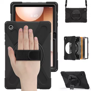 JUST MUST JM Rugged Case Grip Samsung Galaxy Tab A11+ su rankena Juoda