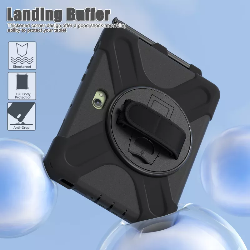JUST MUST JM Rugged Case Grip Samsung Galaxy Tab Active Pro / Active4 Pro / Active5 Pro su dirželiu Juoda