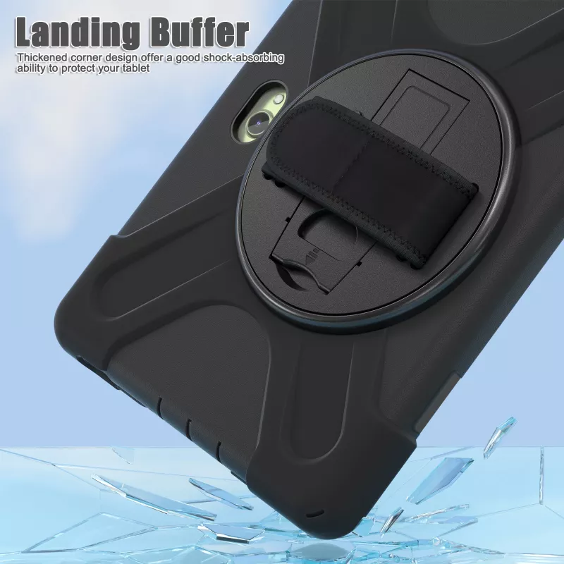 JUST MUST JM Rugged Case Grip Samsung Galaxy Tab Active Pro / Active4 Pro / Active5 Pro su dirželiu Juoda