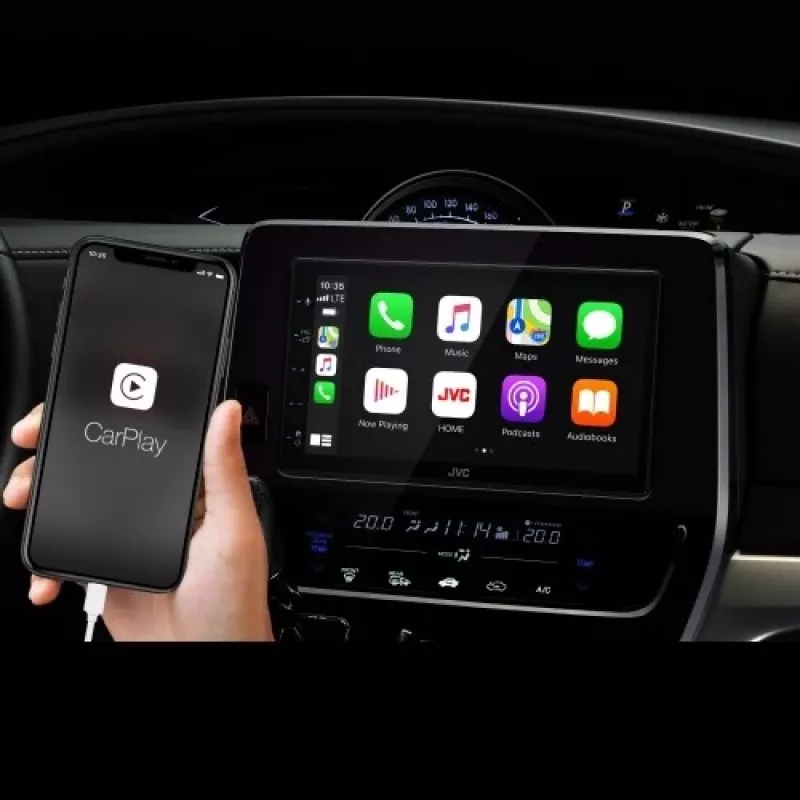 JVC KW-M560BT 6.8 inch Bluetooth automobilinis medijos imtuvas su 13 juostų ekvalaizeriu, Android veidrodžiu, 3 pre-out išėjimais ir galine USB jungtimi