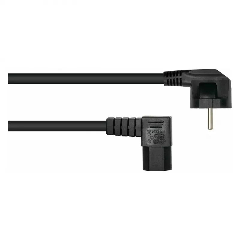 Kabelmeister 3m maitinimo laidas, CEE 7/7 Schuko į IEC C15, 90° kampu, juodas