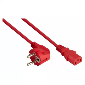 Kabelmeister 90° kampuotas Schuko į C13 maitinimo laidas 1.8m raudonas