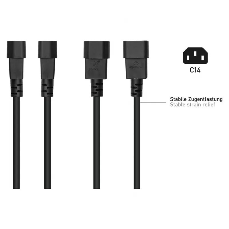 Kabelmeister C14 į Schuko lizdą adapterio laidas 0,15 m juodas