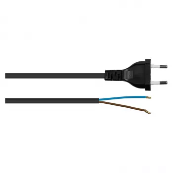 Kabelmeister Euro maitinimo laidas su atviru galu, H03VVH2-F, 2 x 0.75 mm², 3 m, juodos spalvos