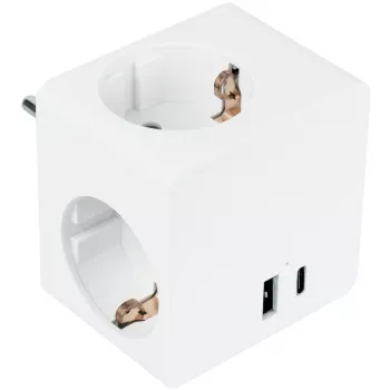 KABELMEISTER Power Strip Cube su 3x Schutzkontakt lizdais, USB-C 20W PD 3.0 ir USB-A 18W, 1.5m, baltas