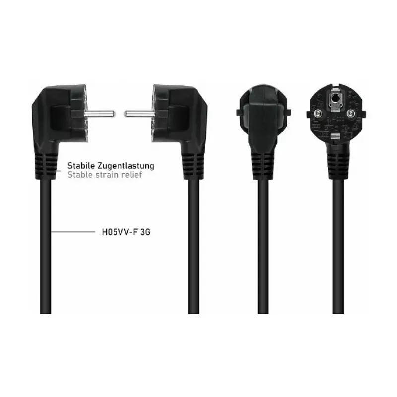 Kabelmeister Schuko kištukas (90° kampu) į 2x IEC C13 Y tipo maitinimo šakotuvas, 2m, juodas