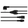 Kabelmeister Schuko Power Splitter Cable, 90° kampu lenktas kištukas į C13 + C5, juodas, 2m