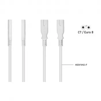 KABELMEISTER SK0877-W003 maitinimo skirstytuvas IEC C8 į 2x IEC C7, 0,3 m, juodas