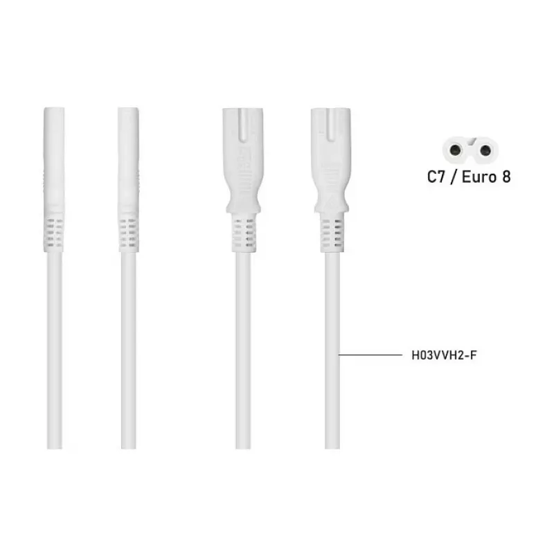 KABELMEISTER SK0877-W003 maitinimo skirstytuvas IEC C8 į 2x IEC C7, 0,3 m, juodas