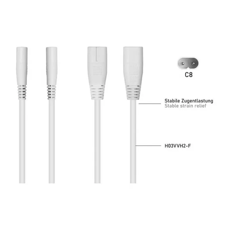 KABELMEISTER SK0877-W003 maitinimo skirstytuvas IEC C8 į 2x IEC C7, 0,3 m, juodas