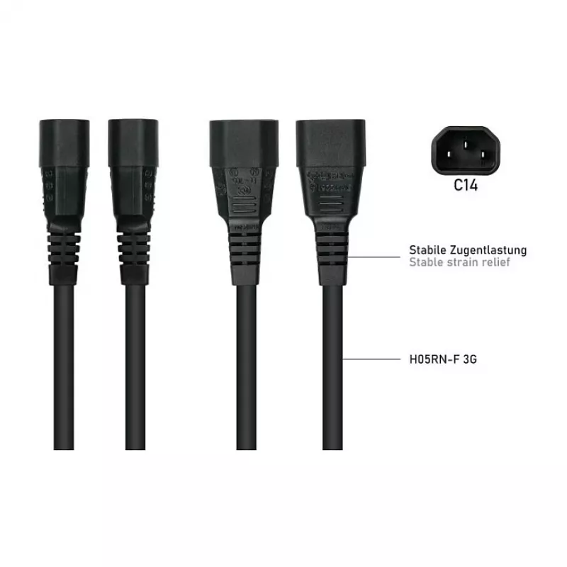 Kabelmeister SK1450-S050 IEC C14-C15 maitinimo laidas 5m, 10A, 250V, juodas