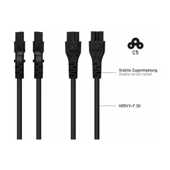 Kabelmeister SK6505-S018 maitinimo laidas – itališkas I tipo kištukas į IEC C5, juodas, 1,8 m