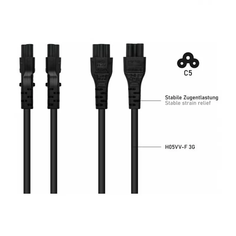Kabelmeister SK6505-S018 maitinimo laidas – itališkas I tipo kištukas į IEC C5, juodas, 1,8 m