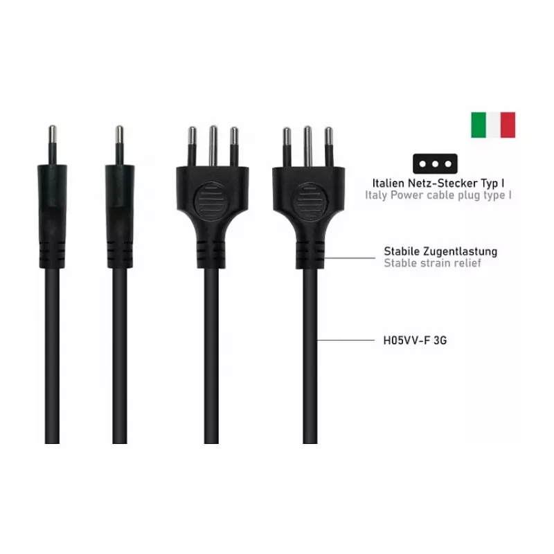 Kabelmeister SK6505-S018 maitinimo laidas – itališkas I tipo kištukas į IEC C5, juodas, 1,8 m