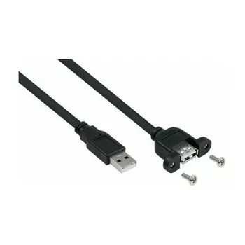 Kabelmeister USB 2.0 ilginimo laidas, Type-A kištukas į skydelyje montuojamą Type-A lizdą, 1 m, juodos spalvos