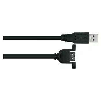 Kabelmeister USB 3.0 panelinis prailginimo kabelis, USB-A kištukas į USB-A lizdą, 0,5 m, juodas, UL sertifikuotas